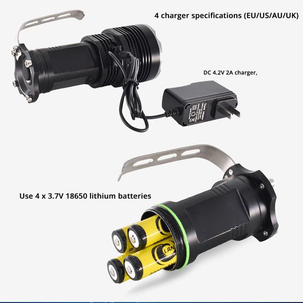 

super bright long range led прожектор фонарик 5 освещение режимы водонепроницаемый алюминиевый сплав подходит для охоты приключения wmtlyi y