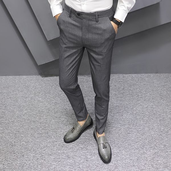 

2020 men's trousers trend korean casual trousers casual slim legged pants men's thin business suit pants pvzub, Blue