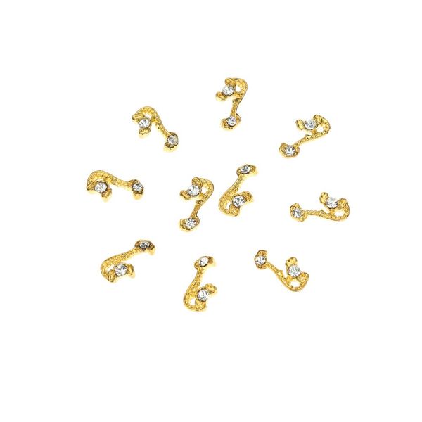 

10pcs/pack nail art tips glitter rhinestones nail stickers craft alloy decorations, Silver;gold