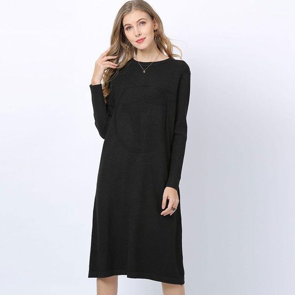 

oversized long knit women maxi sweater dress autumn winter pullover straight dresses casual highstreet midi dress1, Black;gray