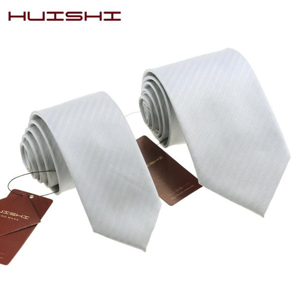 

huishi men's fashion tie 8cm classic striped neck tie silvery necktie for men business wedding suit accessory gift 6cm, Black;gray