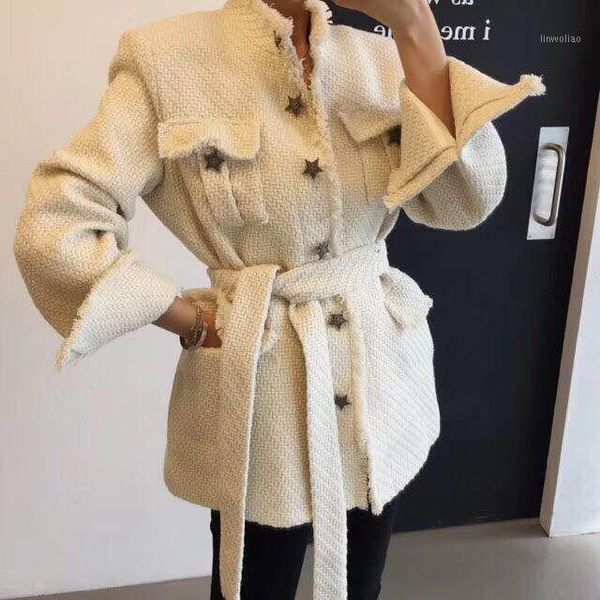 

2020 autumn winter looseplaid small suit jacket women stand collar vintage blazer plus size 2xl1, White;black