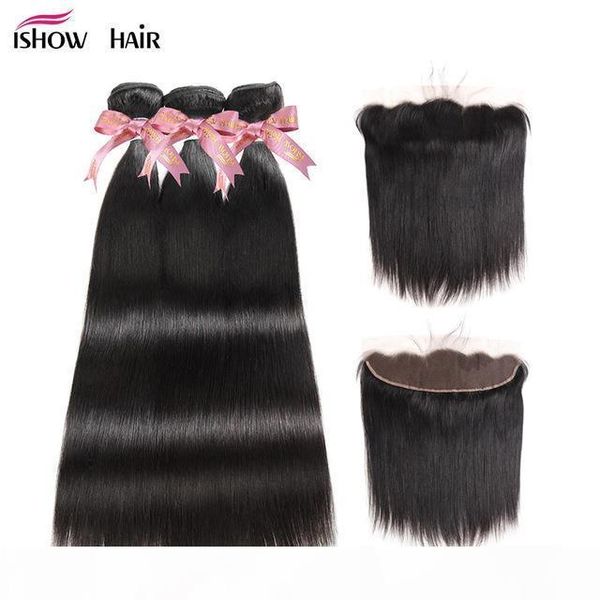 

wholesale 10a brazilian straight hair 3bundles with 13*2.5 lace frontal peruvian human hair extensions malaysian straight hair with frontal, Black