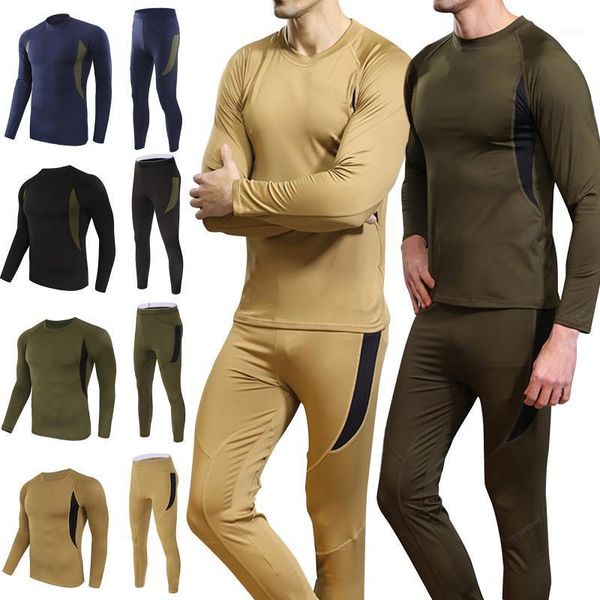 

men's winter warm underwear camouflage set long sleeve long johns for mountaineering cycling skiing training hiking1, Black;white