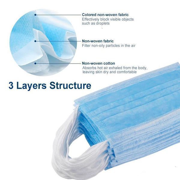 

ear-loop 3-ply face mouth mask masks 3 cover layer non-woven disposable dust ma