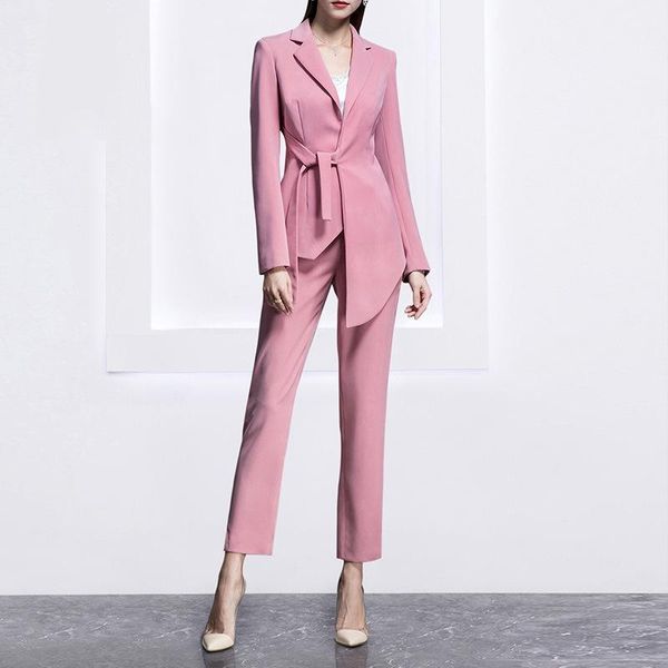 

women suits office sets work ladies formal business wear stylish elegant 2 two piece blazer jacket pants suit outfits clothes1, White