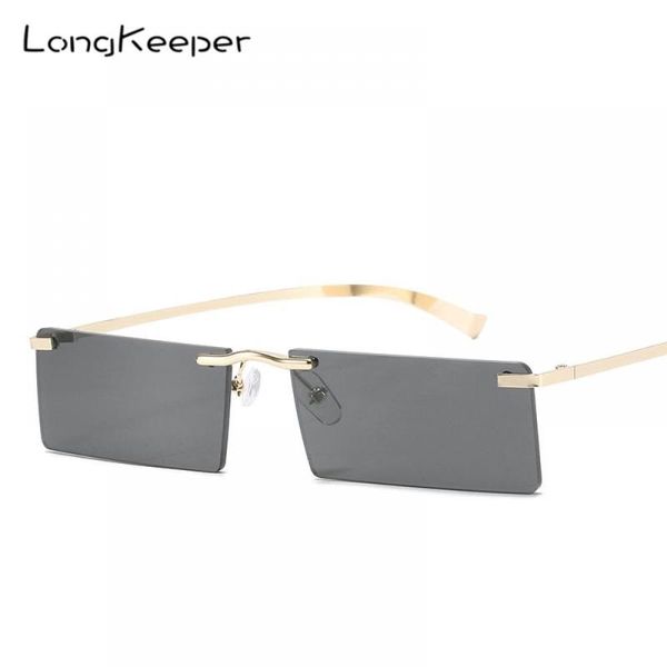 

sunglasses fashion rimless women brand designer trendy small rectangle sun glasses female candy color eyewear zonnebril dames, White;black