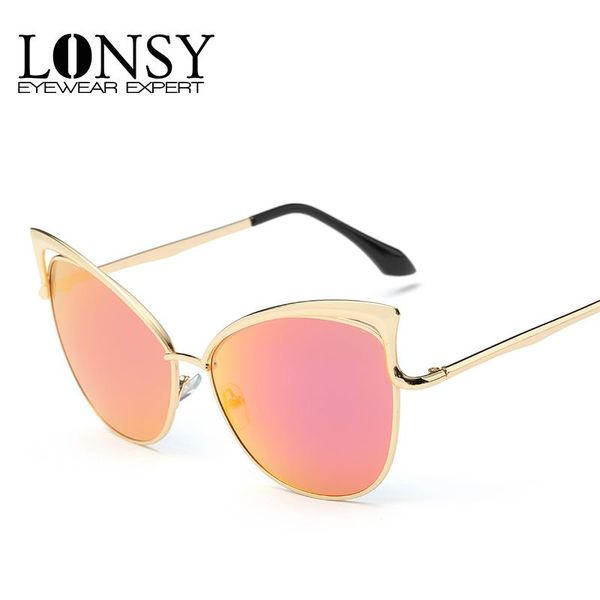 

sunglasses metal pink cat eye women brand designer vintage sun glasses for lunettes gafas oculos feminino cj923, White;black