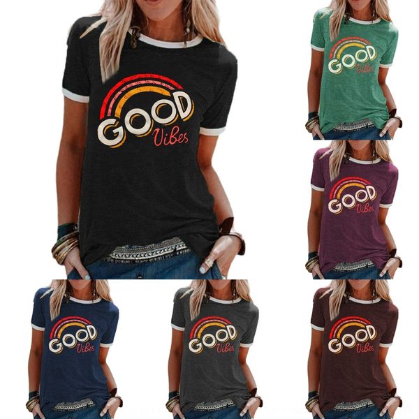 

3z2eq 2020 женщин радуги хороший 2020 радуги печататься шею с коротким рукавом флюиды женские топ хорошие флюиды верхней стороне печатной во, White