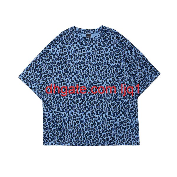 

leopard print short sleeve t-shirt men's bf harajuku fashion ins fashion brand 5-sleeve street trend loose half sleeve t-shirt, White;black
