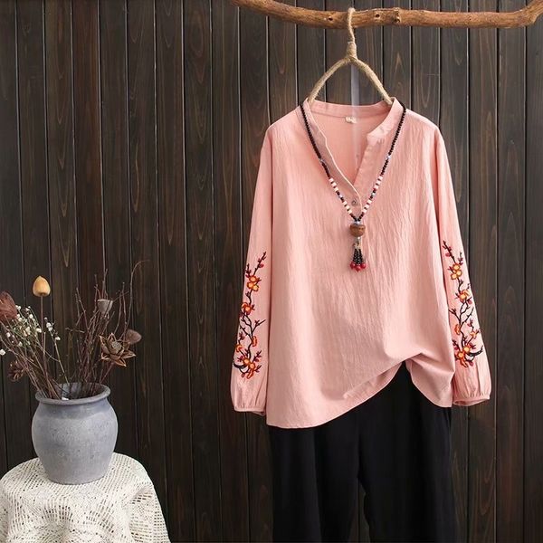 

fd16x k73 весна новой 2019 большого размера женщины плюс жира одежды плюс жир mm вышивка embroiderycotton 074 вышитых средней длиной рубашка, Black;gray