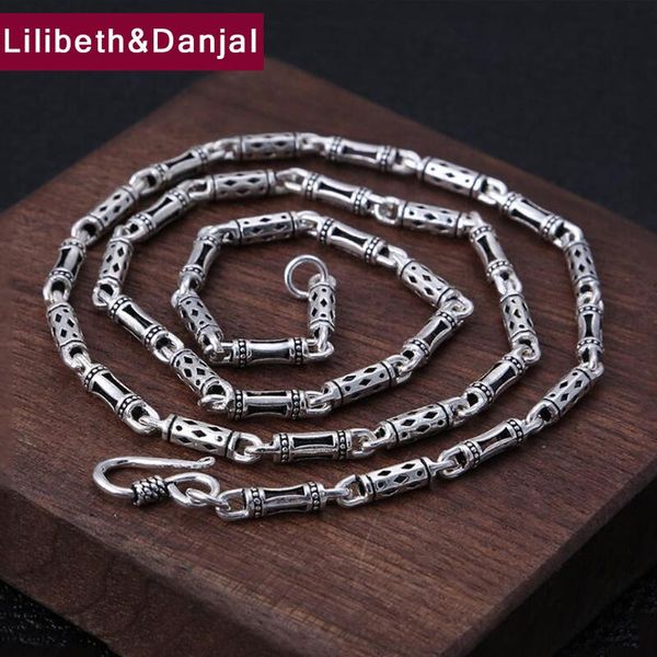 4 millimetri di Spessore Collana Lunga 100% 925 Sterling Silver Uomo Donna Openwork catena di bambù Best Friend Collana Pendente Gioielli 2020 N010