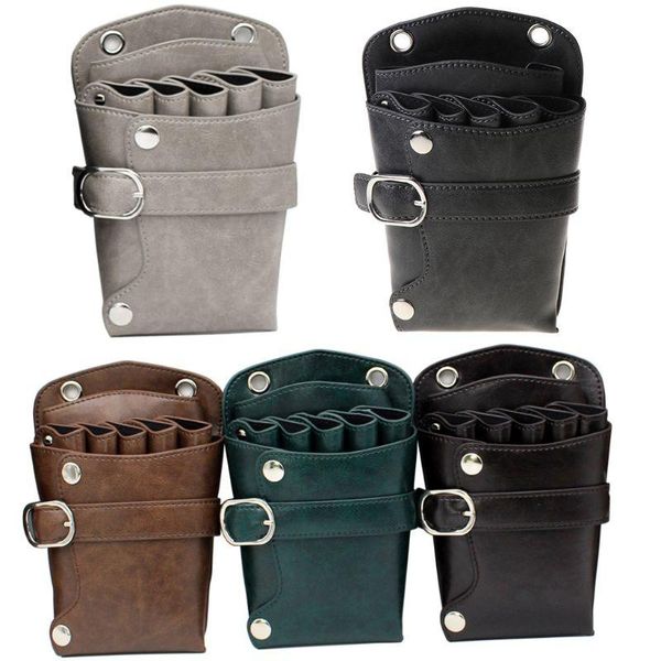 

professional barber leather salon scissors pouch bag waist pack hairdressing tool