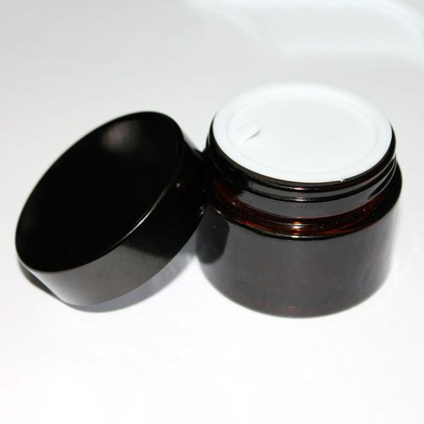 Brown Amber Glass Cream Jar Черный Крышка 515 30 50 100G Косметические Jar Упаковка Sample Eye Cream HHB2239