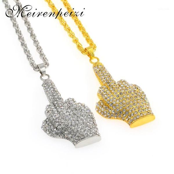 

pendant necklaces cool mens personality vertical finger trend hip hop full necklace1, Silver