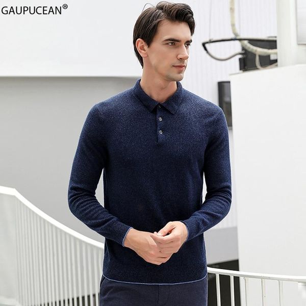 

100% cashmere warm soft light fashion patchwork man knitted pullover winter male turn down collar men sweater, White;black