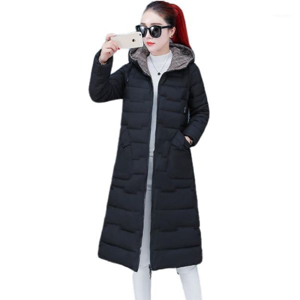 

2019 large size jacket for women winter long female parka both sides can be worn hooded fur collar parka plus size 3xl 4xl long1, Black