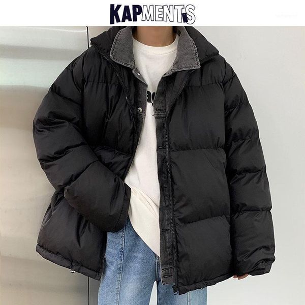 

kapments men harajuku zipper button puffer jackets and coats 2020 mens winter coat windbreaker parkas couple black bubble jacket1