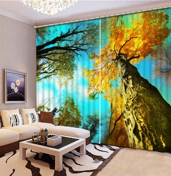 

2pcs/set millennium tree window curtain for living room bedroom blackout curtains