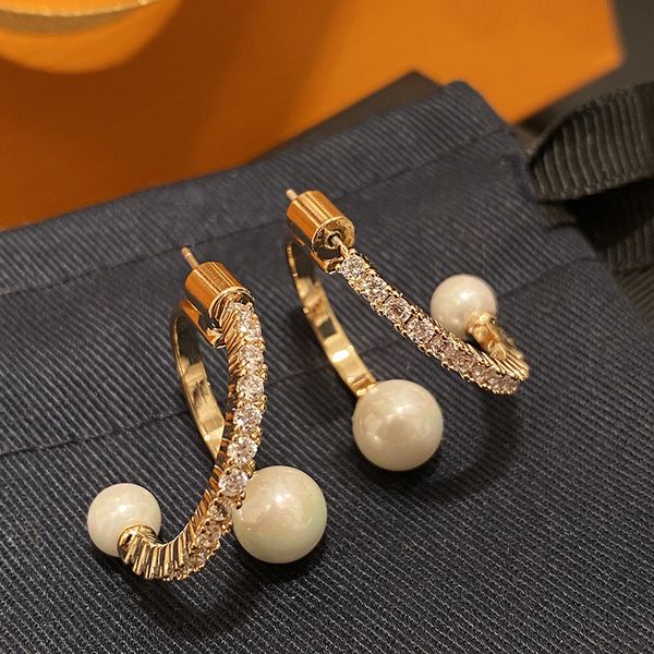 

diamond zirconia stylish geometric cross pearl earrings fashion luxury designer stud earrings jewelry for woman girls gifts s925 silver post, Golden;silver