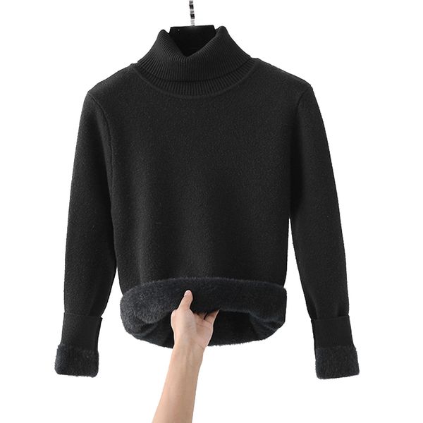 

2021 new -xl thick warm fur winter sweater women turtleneck sweaters long sleeve pullovers soft female jumper fall knitwear 3vdl, White;black