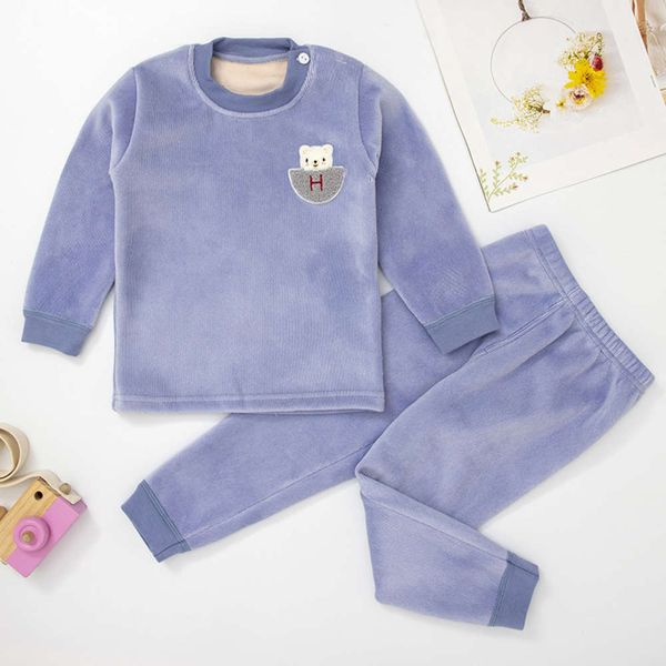 

pajamas suit underwear winter children's warm plush for 2-10 years old puu5, Blue;red