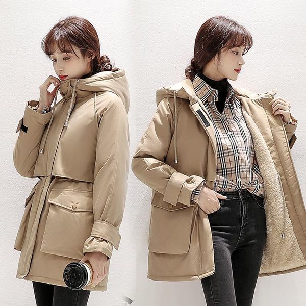 

ladies thicken hooded parka women outerwear autumn winter jacket women coat parkas female1, Black