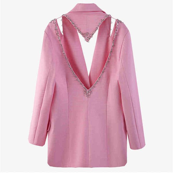 

women's suits & blazers twotwinstyle hollow out patchwork diamond blazer for women notched long sleeve casual solid female fashion clot, White;black