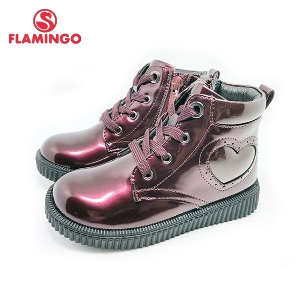 Flamingo russo marca outono / inverno moda crianças botas de alta qualidade couro brilhante antiderrapante crianças sapatos para menina xtm31-11h 20113