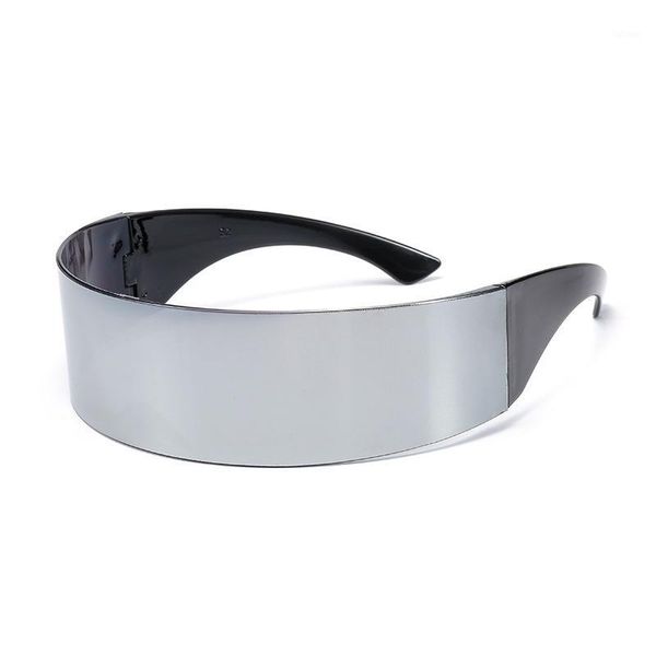 

curved personality glasses funny futuristic wrap around monob sunglasses mask novelty glasses halloween supplies decoration1, White;black