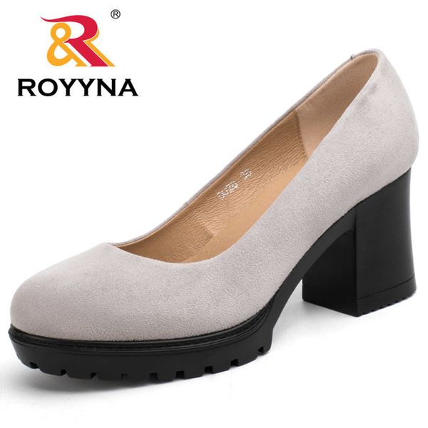 

royyna new fashion style women pumps shallow ladies platform shoes round toe square heels women wedding shoes wholesales c0202, Black