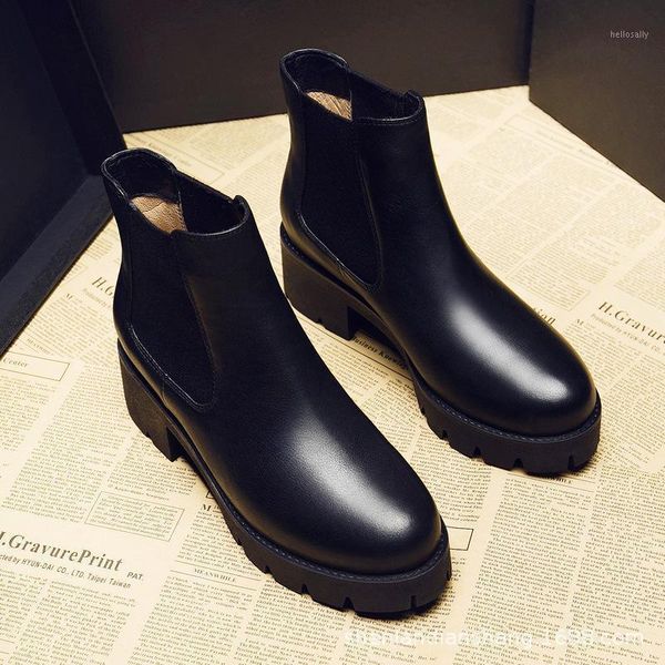 

new 2020 motorcycle women's autumn boots winter soft leather shoes black botas wedges female platforms women botas mujer1