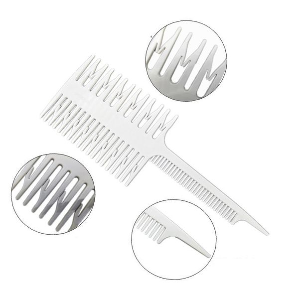 

barber tool artifact double-sided coloring highlighting comb wide tooth zone dyeing comb fish bone hair brush salon accessaries, Silver