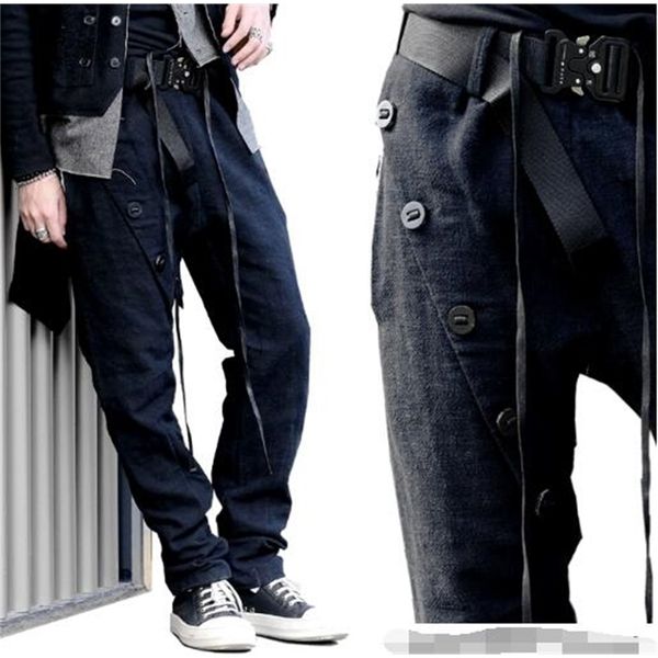 

2021 new asymmetric black leg-closure hemp, thick men's casual pants. s-6xl. 0rua