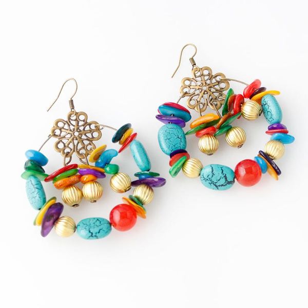 

european and american fashion retro style, bohemian style handmade beaded colorful earrings, Silver