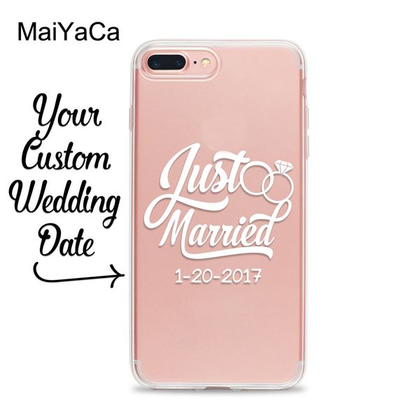 

just married phone case for iphone 12 mini 11 pro max xs xr x 8 plus 7 bride honeymoon wedding clear transparent rubber cover