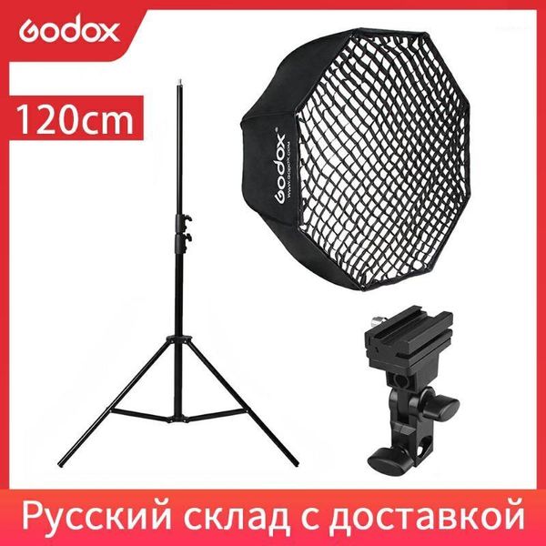 

godox portable 120cm 47" octagon umbrella softbox with honeycomb grid,2.8m light stand,holder bracket for flash speedlight1
