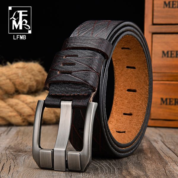 

lfmb]dropshipping famous brand pin buckle genuine leather fashion cow leather male strap men belt for men 3.8cm width 201111, Black;brown