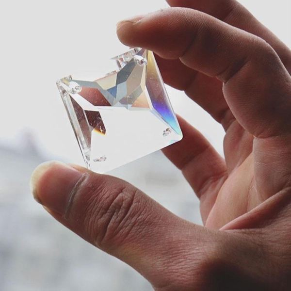 

5pcs 30mm square glass crystal prisms spacer diy chandelier part 4holes suncatcher glass pendant faceted connector h wmtjoo