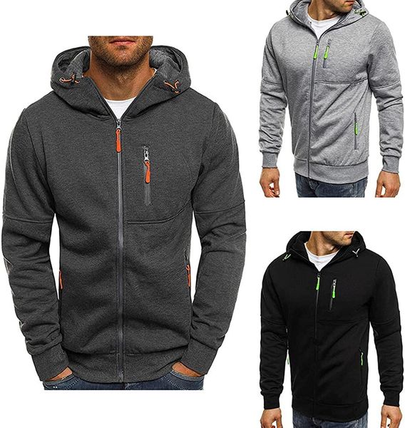 

men's hoodies zipper sports cardigan stitching long-sleeved 74uz#, Black