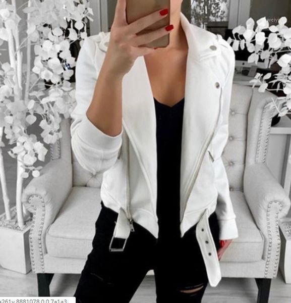 

autumn womens zipper lapel biker coat female casual loose long sleeve outcoat jackets fashion outwear clothes plus size1, Black;brown