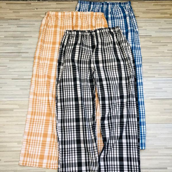

men's leisure wear trousers yarn-dyed pants cotton sleep bottoms, Black;brown