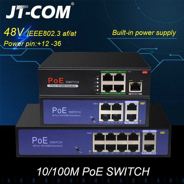 

48v network poe switch ethernet 10/100/1000mbps 5/8/10ports ieee 802.3af/at suitable for ip camera/wireless ap/cctv camera 250m