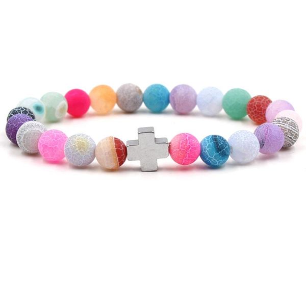 

cross natural stone bracelet weathered rope bead yoga chakra bracelet, Golden;silver
