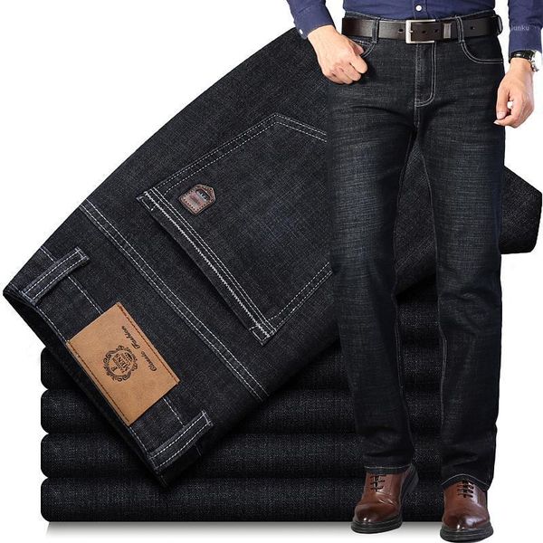 

men's jeans large size 40 classic style men's business 2021 fashion small straight stretch denim trousers male brand pants,18931, Blue