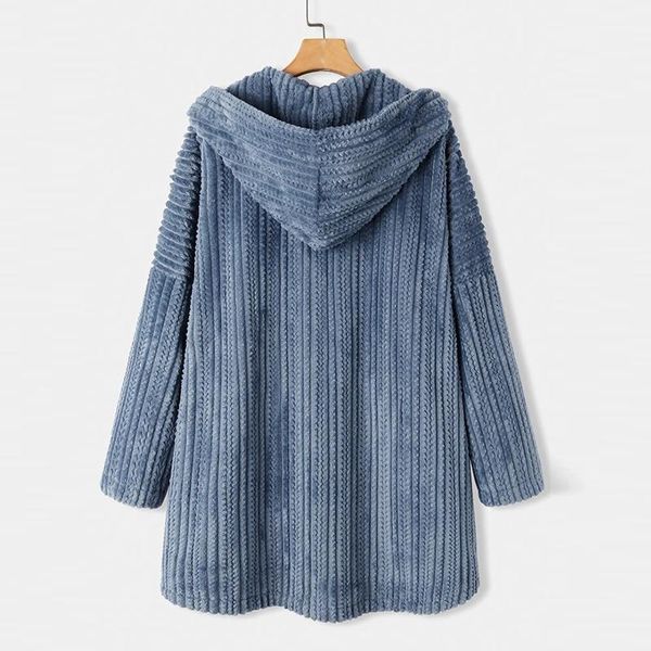 

winter women jacket coat plus size solid color long sleeve hooded button pocket fleece coats korean loose harajuku cardigan 20211, Black;brown