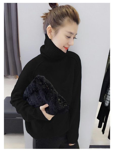 

sweater women winter autumn long sleeve pullover women basic sweaters korean black, White;black