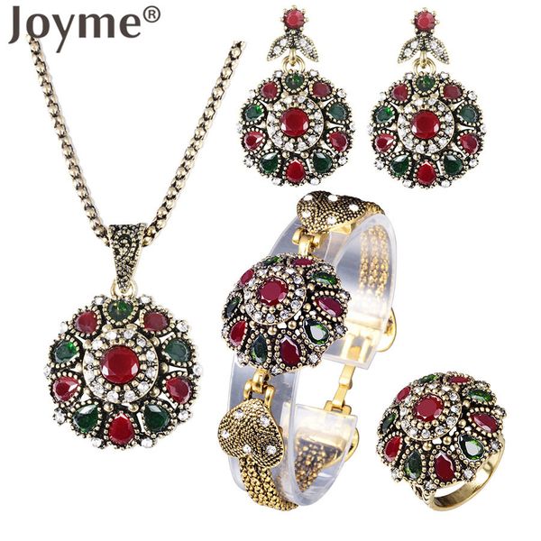 Vintage Rhinestone Gelin Kolye Setleri Küpe Kadınlar Için Takı Seti Bohemian Yüzükler Düğün Türk Nijeryalı Kırmızı Mücevherat 201222