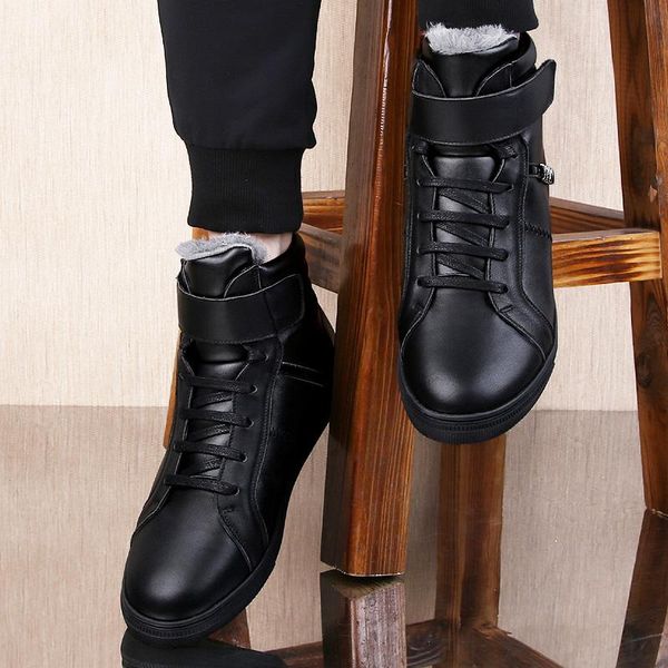 

2020 new men's shoes leather spring and autumn men's boots comfortable and natural work lace-up casual ankle boots, Black