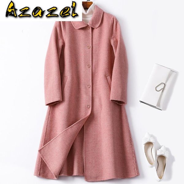 

spring autumn female korean vintage long wool coat women clothes 2020 outwear pink coats jacket abrigo mujer 918 zt2521, Black
